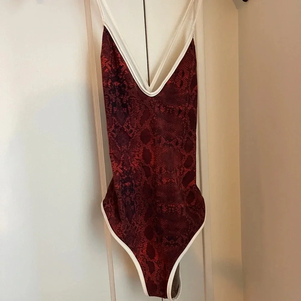 RARE NWT acacia swimwear Ivy Full-piece Amber Python medium snakeskin - Picture 2 of 7